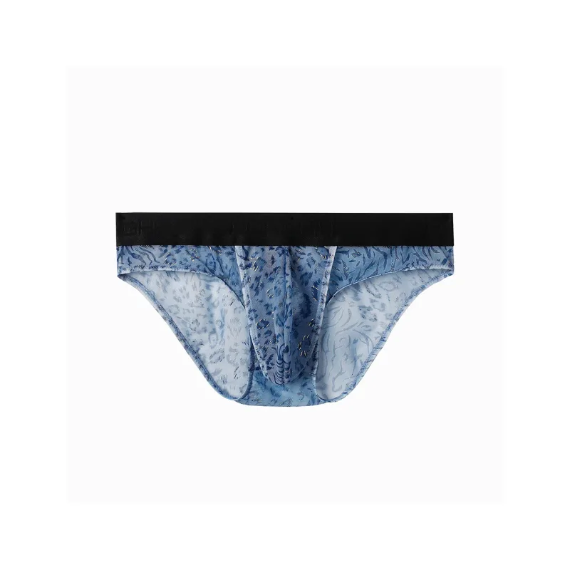 Men's Separate Dual Pouch Briefs Summer Ice Silk Seemless Sheer Panties Breathable Mesh Leopard Print Travel Quick-dry Underwear — image 16