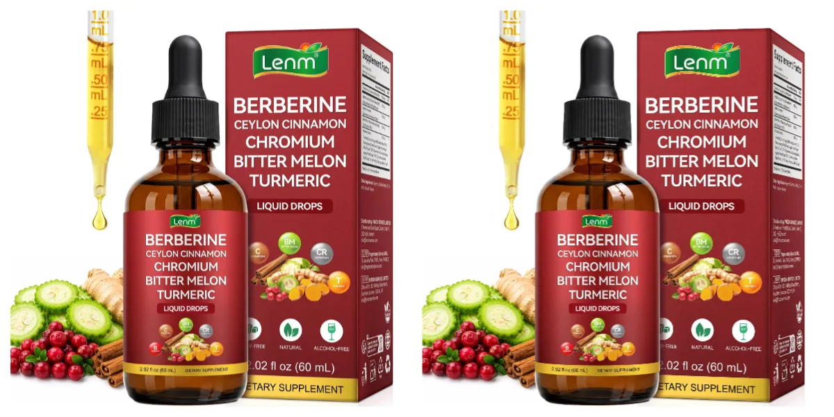 Lenm Berberine Liquid Drops with Ceylon Cinnamon Chromium Bitter Melon Turmeric for Metabolic Wellness Support 60ml 30 Servings — image 8