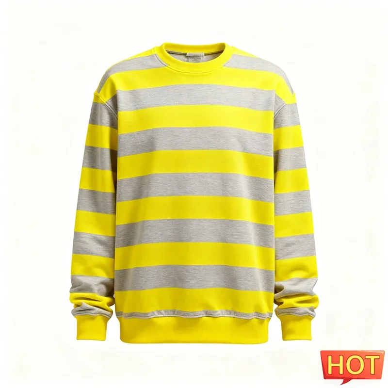 Mode rayé graphique sweats pour hommes Simple à la mode à manches longues 3D imprimé laid sweat décontracté surdimensionné pulls hauts — image 9