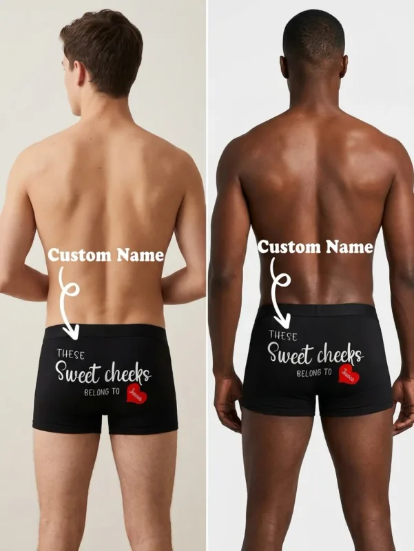 Custom Name Boxers for Men Personalized Cotton Boxer Briefs with Name on Back Gift for Him Husband Boyfriend Birthday Valentine — image 6