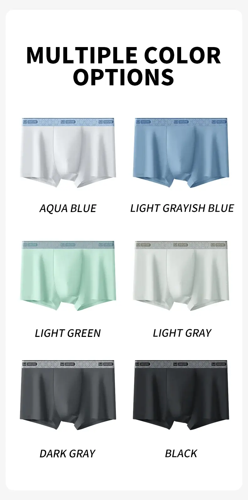 MiiOW 3Pcs Ice Silk Men Underwear 10A Antibacterial Breathable Crotch Men's Panties Silky Seamless Man Underpants Boxershorts — image 11