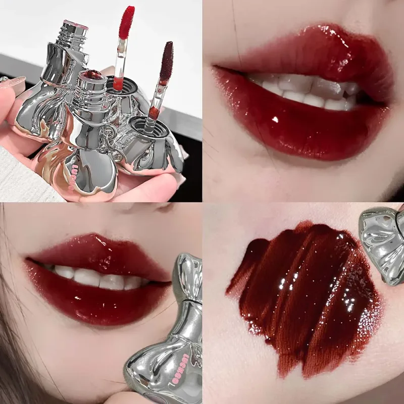 Bowknot Lip Gloss Σετ Νερό Ανοιχτόχρωμα χείλη Υψηλή λάμψη Διαφανές έως οικοδομήσιμο χρώμα καθημερινό καθημερινό μακιγιάζ casual vibe — image 12
