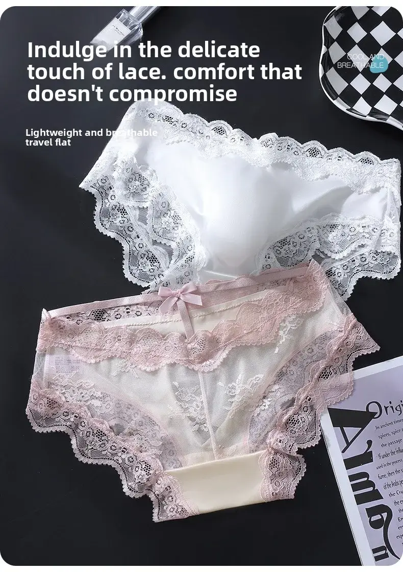 3 Pack Male Full Lace Side Briefs Ice Silk Satin 3D Molded Pouch Mid Rise Soft Smooth Men Underpants — image 4