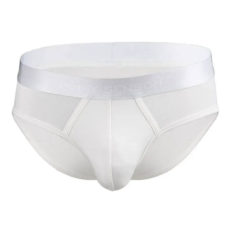 Men's Underwear - Pure Color Linen Modal Solid Waist Regular Size Comfortable Men's Briefs — image 2