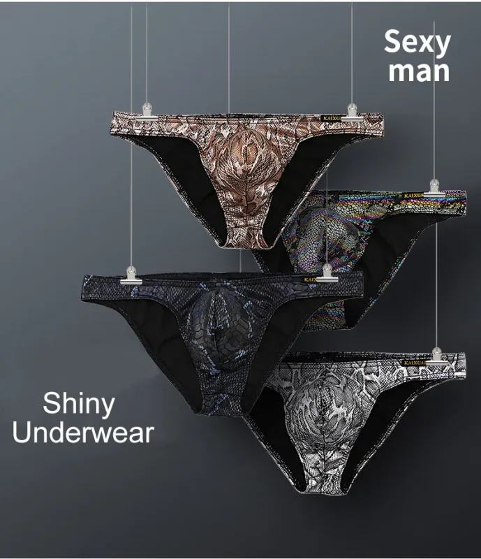Mens Snake Skin Patterned Briefs with Sexy Bulge Pouch Bikini Underwear Comfortable Underpants by WANGJIANG Brand — image 7