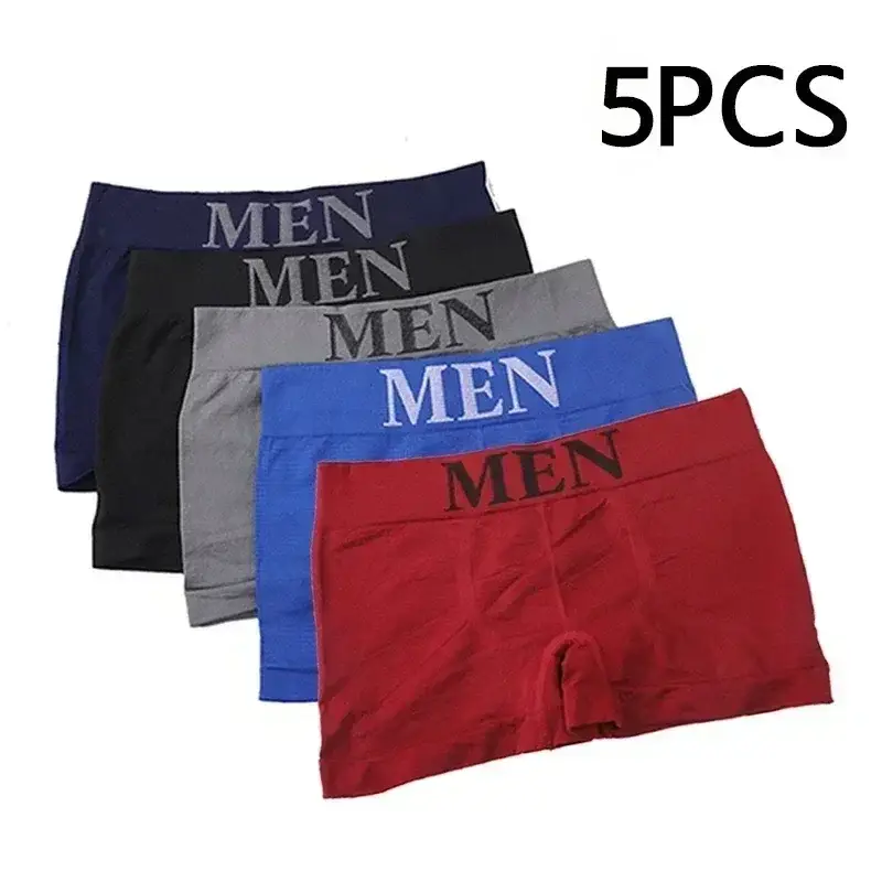 Boxer da uomo da 5 pezzi Intimo traspirante ad alta elasticità Pantaloncini elasticizzati in cotone morbido Comode mutandine in tinta unita 3256812862724852 — image 4