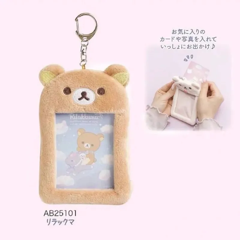 Rilakkuma Plushes ID Card Holder Keychains New Anime Relax Bear Passport Cover Key Ring School Bus Bank Cards Bags Pendants Gift