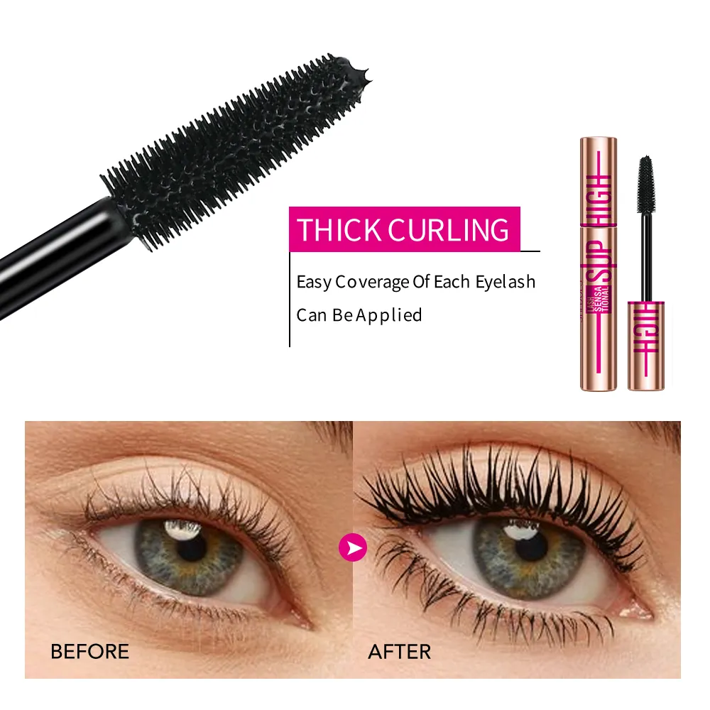 Super High 4D Waterproof Mascara - Volumizing Curling & Lengthening Formula Μαύρη μάσκαρα μακράς διαρκείας με προστασία από μουτζούρες — image 6