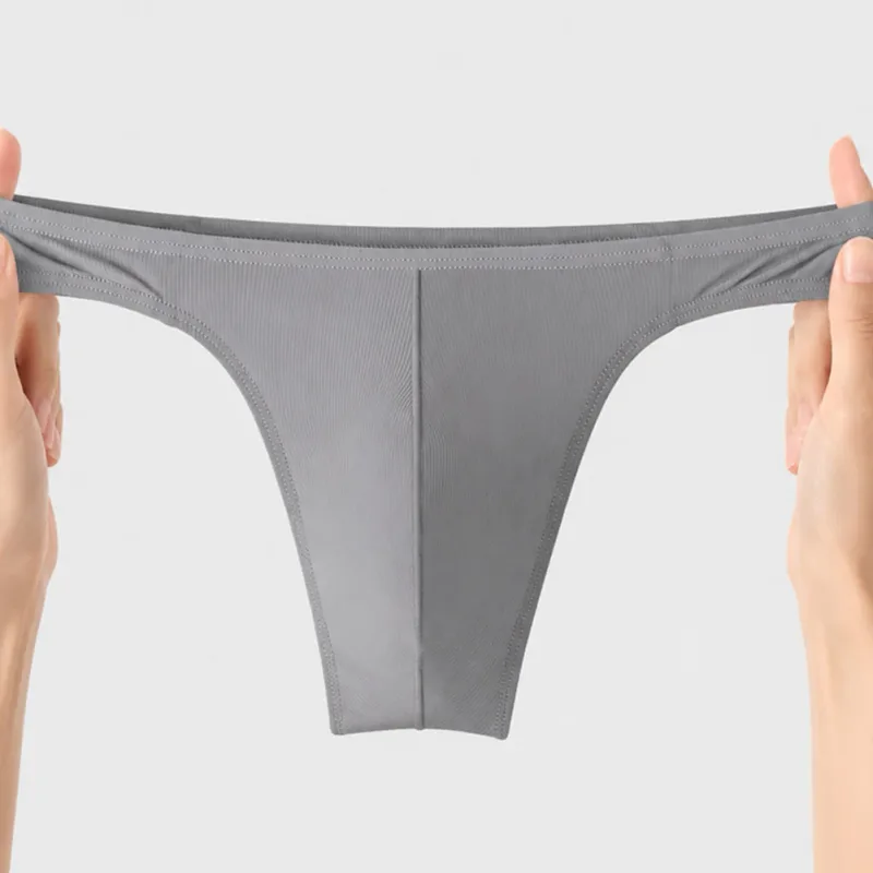 Ice Silk Thongs Men Sexy Underwear Soft Ribbed G-string Breathable Underpants Seamless Panties Male Lingerie Bulge Pouch Briefs — image 13