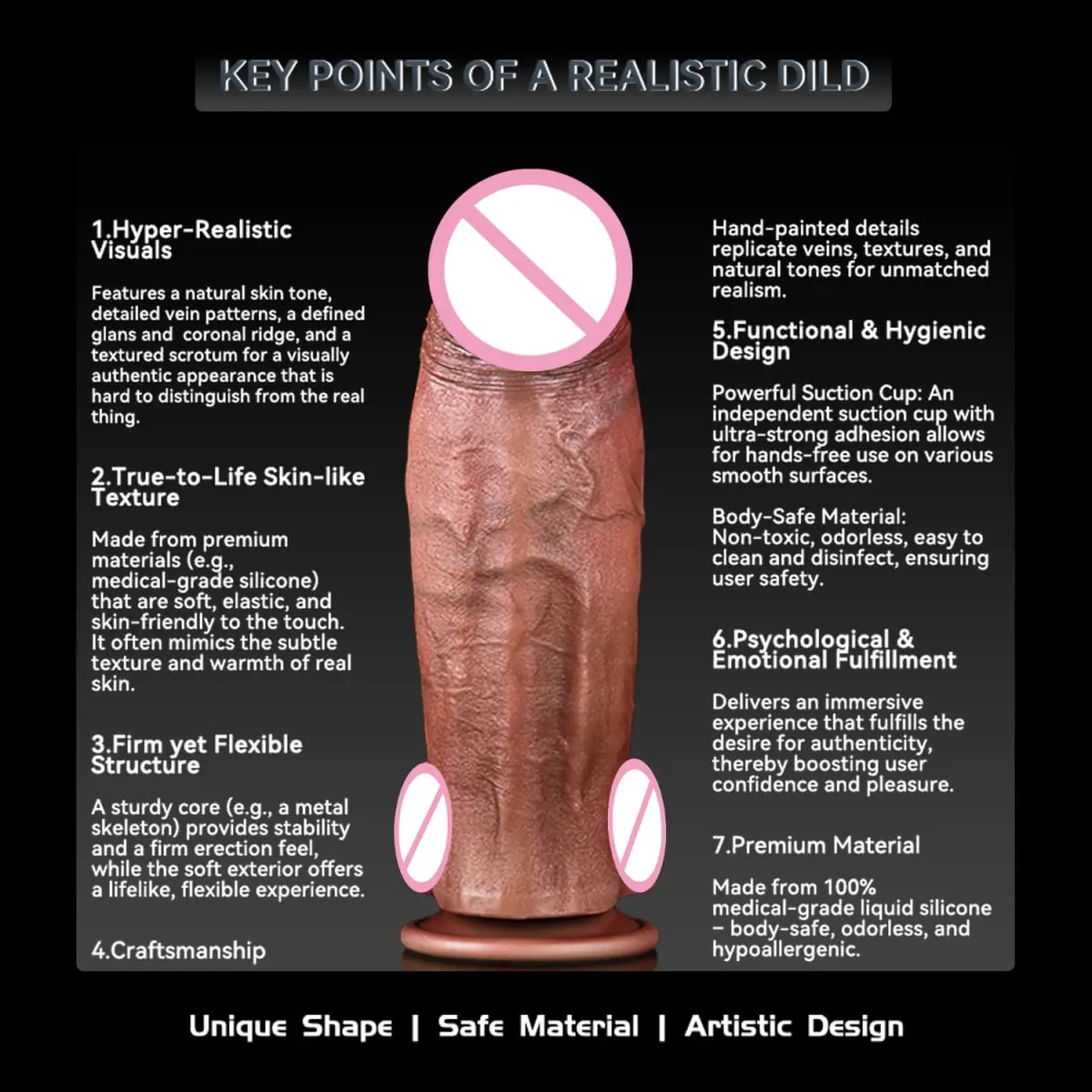 Ρεαλιστικό Dildo Lifelike Skin Texture Σχεδίαση σταθερού πυρήνα Απόλυτη ικανοποίηση Παιχνίδι για ενήλικες