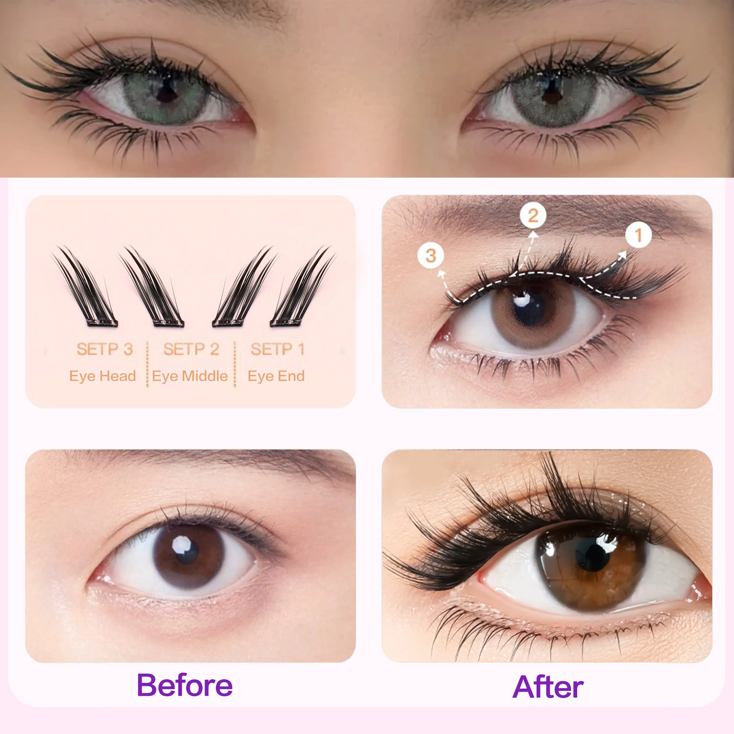 FindLove Fox Eye Lashes Pre Glued False Eyelashes C Curl 12mm Reusable Manga Lashes Soft No Glue Need Eyelash Makeup Tools — image 4