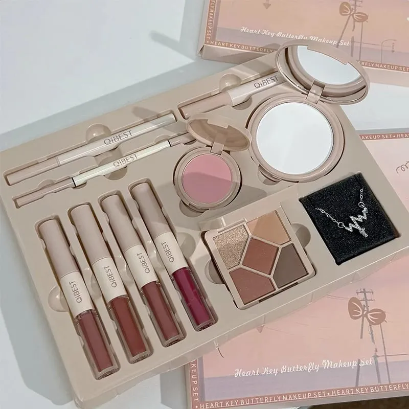 4 Χρώματα Double Head Lip Glaze Pressed Powder Blush Σκιά ματιών Μολύβι ματιών Λάδι χειλιών Κιτ μακιγιάζ πολλαπλών χρήσεων — image 2