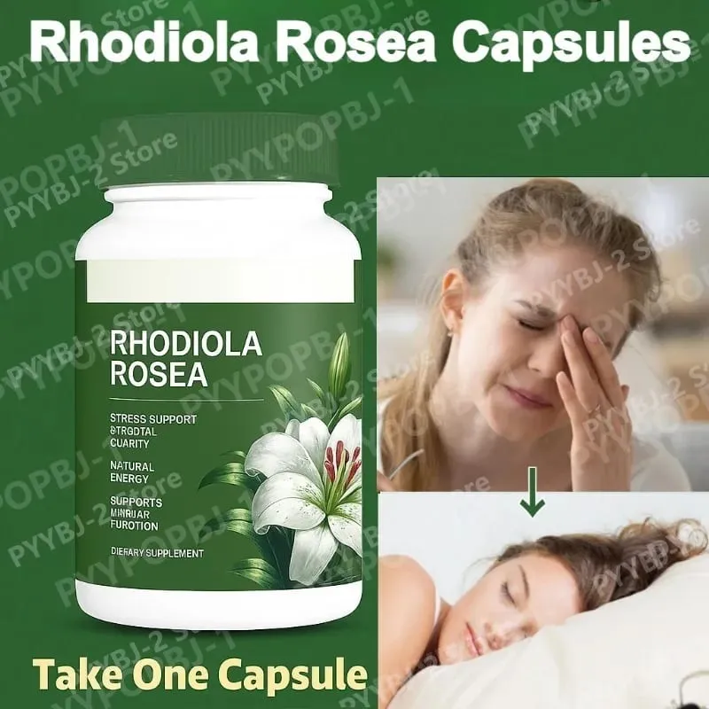 60 Pieces Rhodiola Rosea Capsules 500mg Natural Herbaceous Plants Supplement for Daily Stress Support & Energy Balance Health — image 5