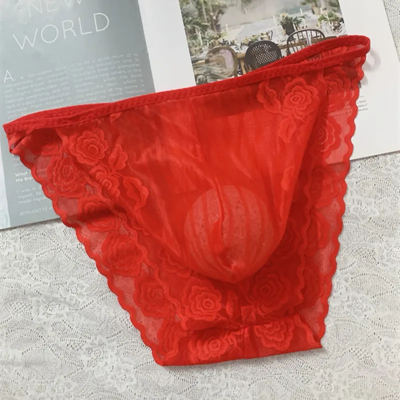 Men Seamless Lace Extreme Men's Panties Mesh Sheer Very Hot Lingerie Gay Sissy Bulge Pouch Bikini Briefs Underwear Underpants — image 10