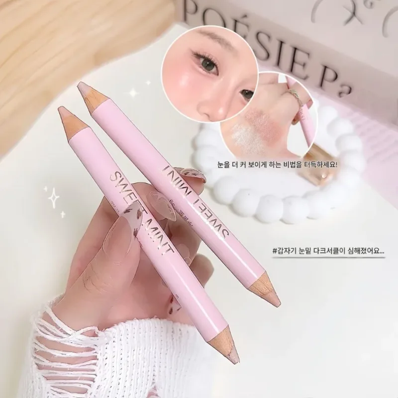Με διπλό άκρο Ξαπλωμένο Μεταξοσκώληκα Stick Shimmer Pearlescent Eye Brightener Στυλό Σαμπάνια Χρυσό Ροδάκινο Ροζ Φυσικό Καλλυντικό Μακιγιάζ ματιών — image 7