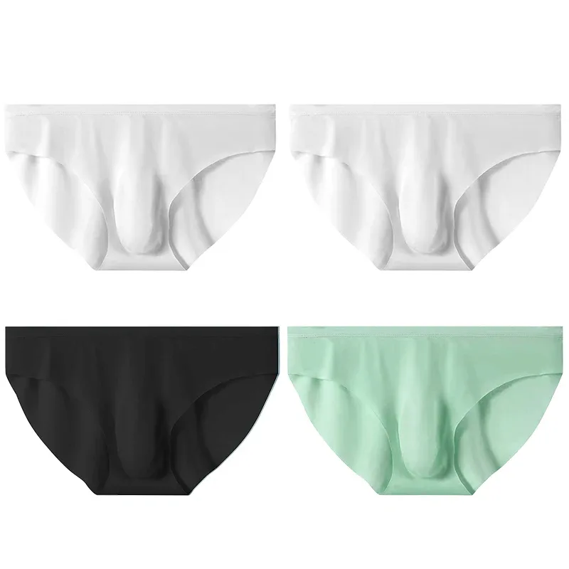 Calzoncillos de seda helada para hombre, ropa interior transparente, sin costuras, Sexy, de secado rápido, transpirable, ultrafina, 4 Uds.