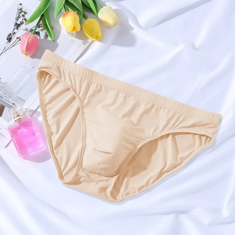 New Big Men's U Convex Underwear Ice Silk Quick Drying Briefs Summer Cool Low Waist Thin Male Underpants Plus Size — image 21