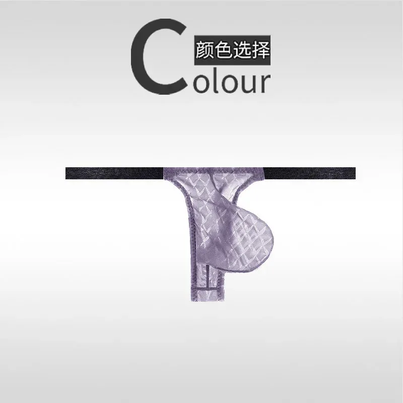 Transparent G-string Men Sexy Mini T-back Thongs See Through Underwear Bulge Pouch Underpants Ice Silk Lingerie Sheer Undies