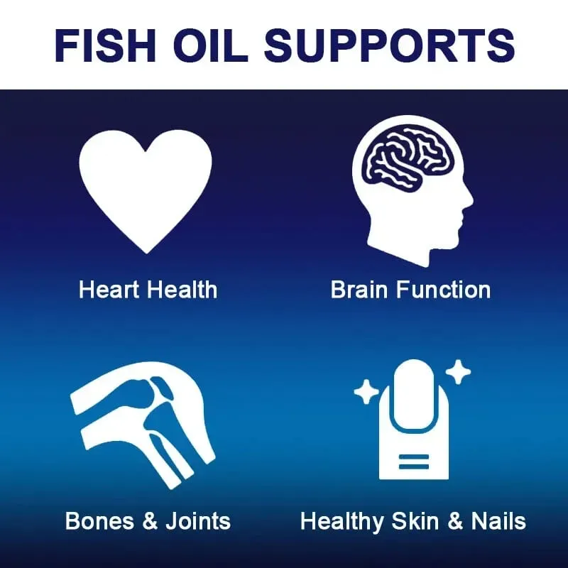 Omega 3 Fish Oil - Support Brain Nervous System Good for Cardiovascular & Skin Health Antioxidant