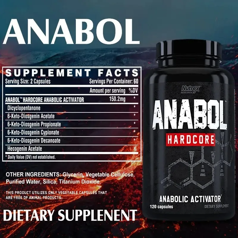 Anabol Hardcore - Μυϊκό Συμπλήρωμα Διαιτητικές Κάψουλες Lean Muscles Strength Growth Repair Recovery 6-Keto-Diosgenin Acetate — image 2