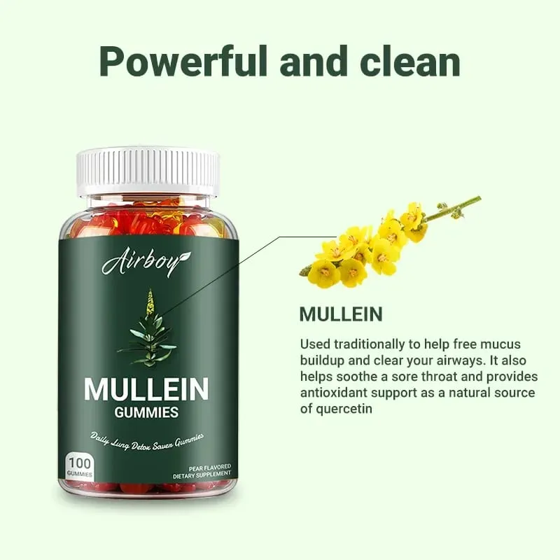 Mullein Gummies - Supports Clear Lungs & Respiratory Health Natural Detoxification Enhanced Immune Function