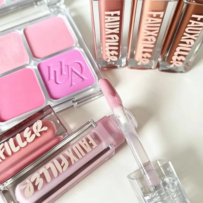 Το δημοφιλές Lip Gloss είναι λείο και εύκολο στην εφαρμογή Ματ αντικολλητικό Cup Powder Is fine and μακράς διαρκείας Μακιγιάζ 4 Color Blusher — image 3