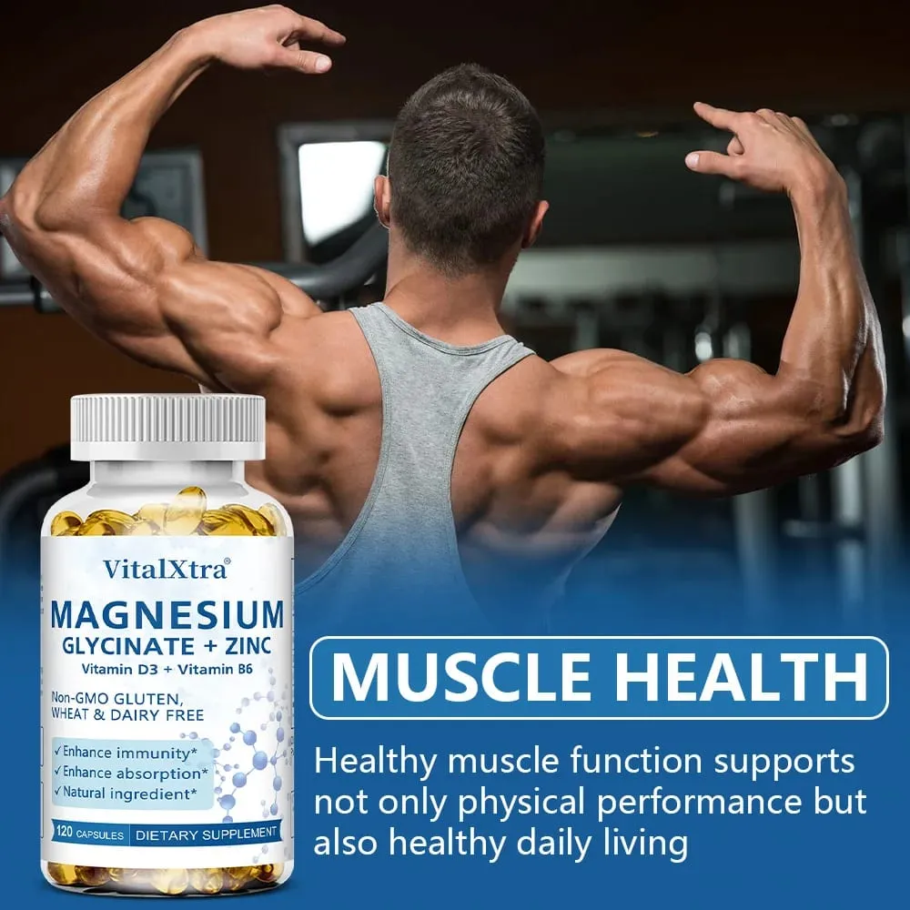 Magnesium Glycinate + Zinc Supplement - Supports Bones Immune System Heart Health Mineral Supplement Helps with Natural Sleep — image 7