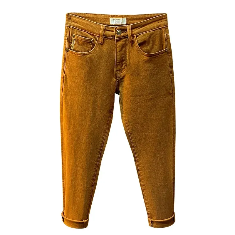 Men jeans 2024 new autumn fashion high-end affordable luxury stretch fitted all-match casual trendy denim long pants — image 6