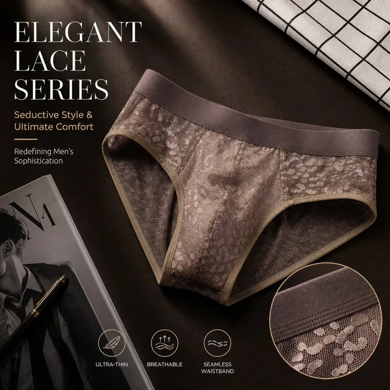1/3PCS Summer Sexy Perspective Breathable Men's Panties Smooth Ice Silk Quick-dry Men's Briefs High Elastic Ultra-thin Underwear — image 2