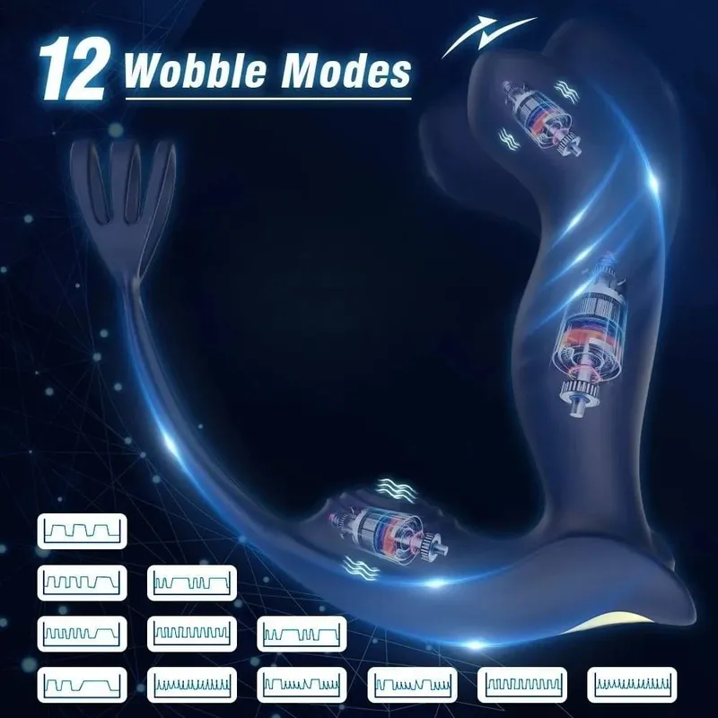 Anal Vibrator Bucking Prostate Massager With Penis Ring Remote Control Vibrating Butt Plug Cockring Anus Sex Toy For Men Couple