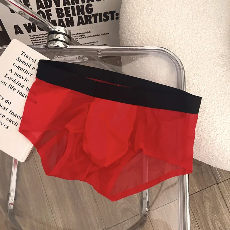 Calzoncillos transparentes para hombre, bragas ultrafinas de seda helada de secado rápido, ropa interior Sexy con bolsa para bulto en U, calzoncillos transpirables Cuecas — image 28