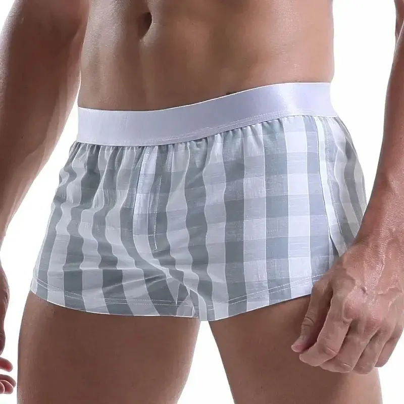Men Cotton Boxers Shorts Loose Multicolor Male Plaid Underwear Homewear Comfortable Arrow Pants — image 3