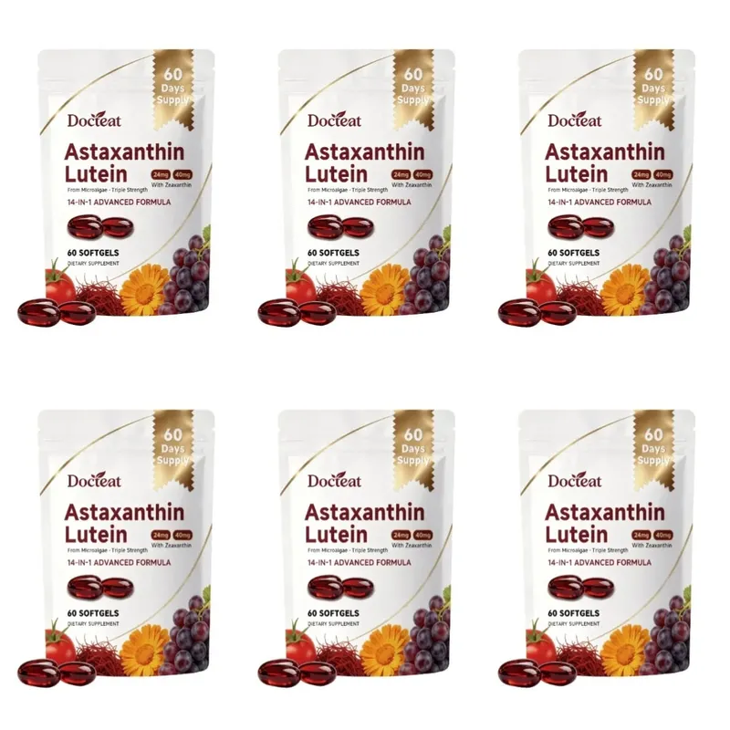 Η κάψουλα ασταξανθίνης και λουτεΐνης 60 Count με κουκούτσι σταφυλιού και εκχύλισμα σαφράν παρέχουν υποστήριξη για τη διατροφή των ματιών στο δέρμα και τις αρθρώσεις — image 12