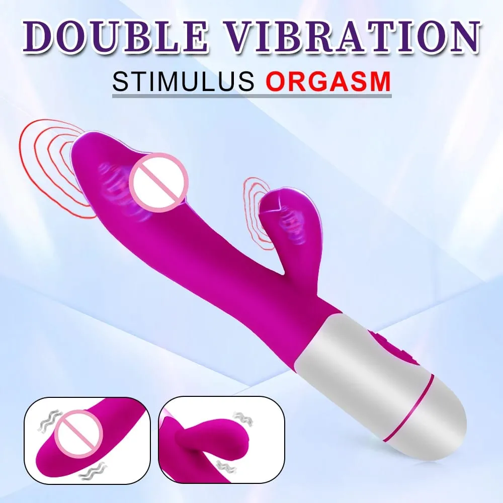 Realistic Rabbit Dildo Dual Vibrator G-Spot Clitoral Stimulation Massager Powerful Vibrating Vagina Masturbator Women's Sex Toy — image 4