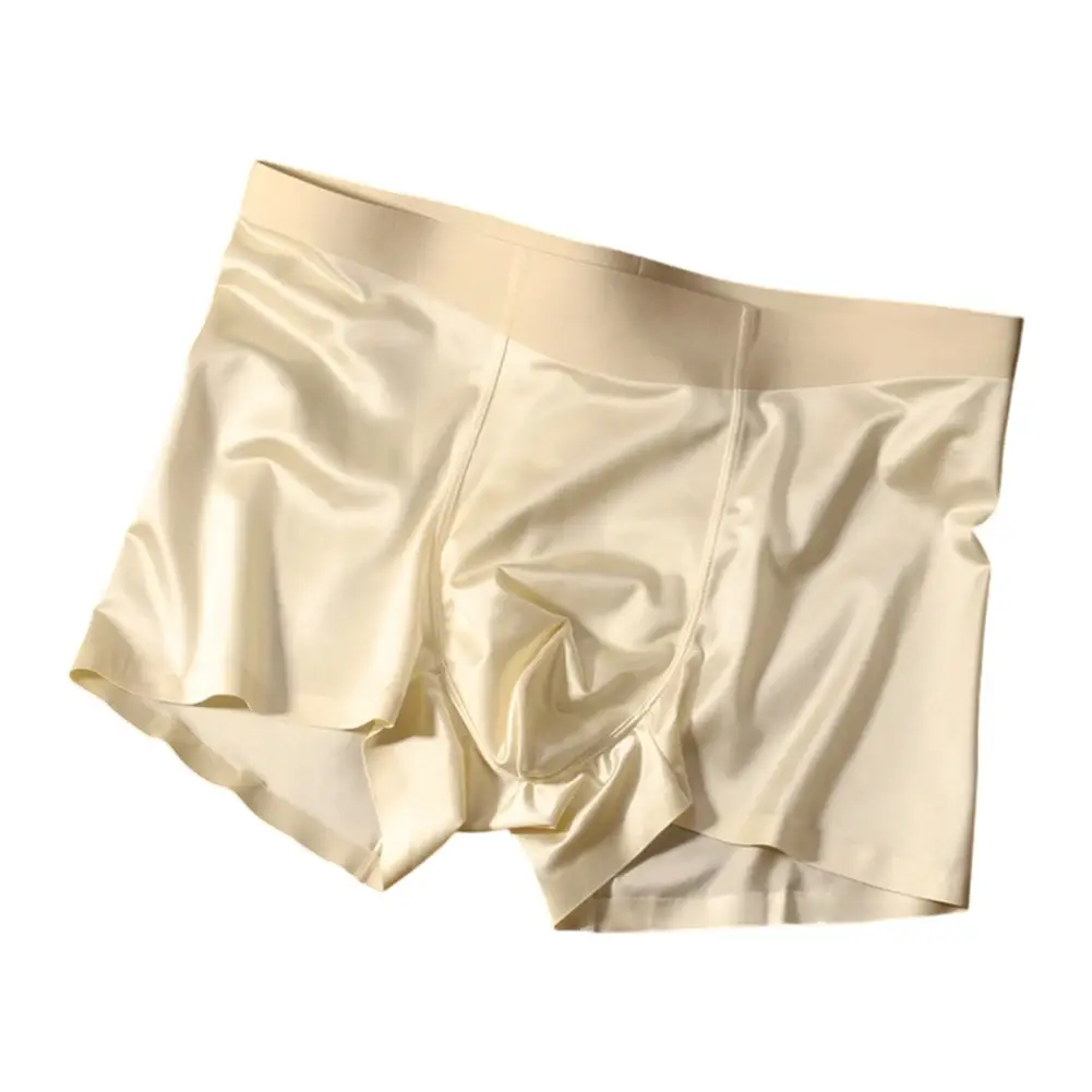 Boxershort sans couture pour hommes, culotte respirante à l'entrejambe, en soie glacée, sous-vêtements confortables en Satin, 1 pièce — image 4
