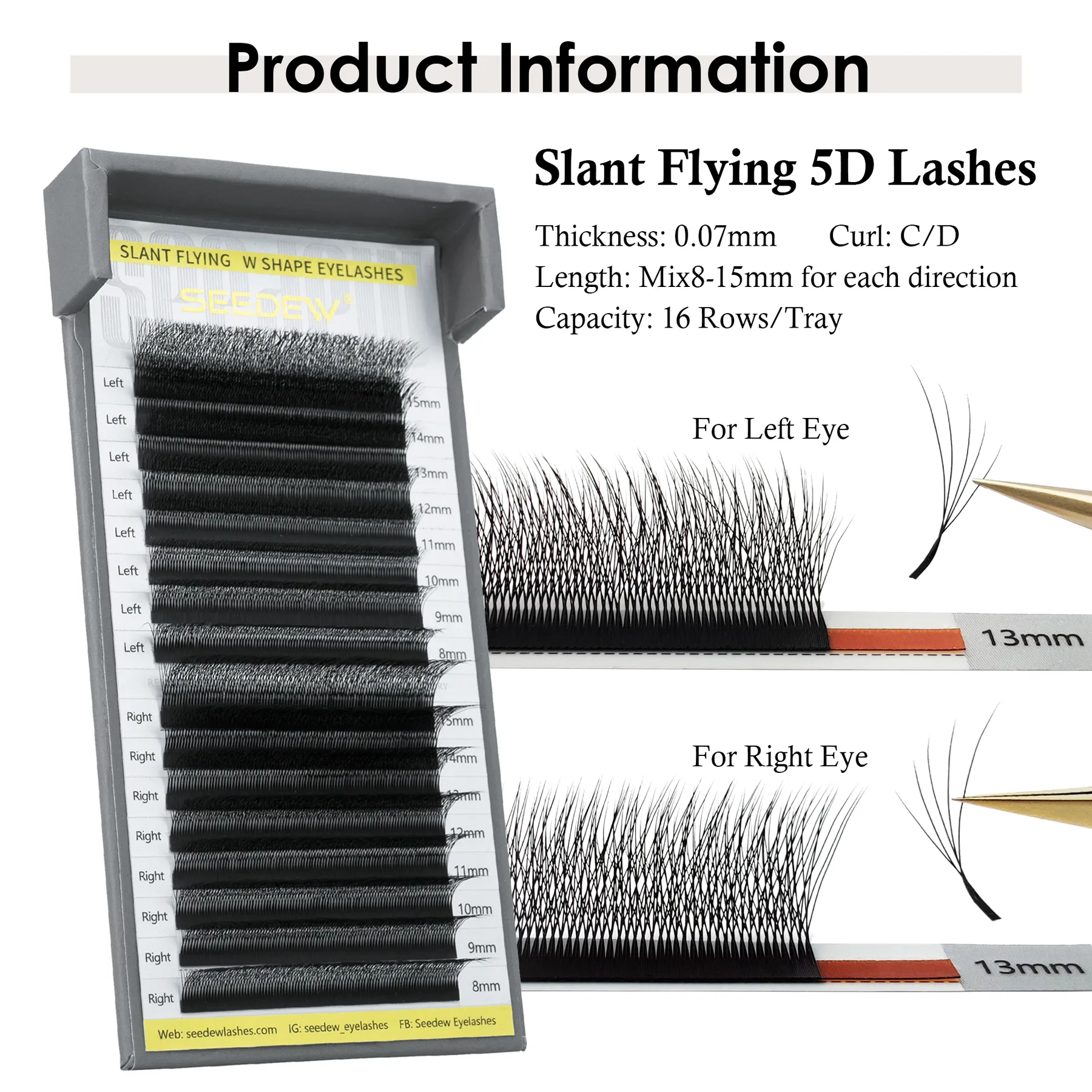 Fox 5D Eyelash Extension σε σχήμα W Clover Air Serie Cat Eye Όγκος Fox Eye Lashes Slant Flying Fase Elashes — image 5