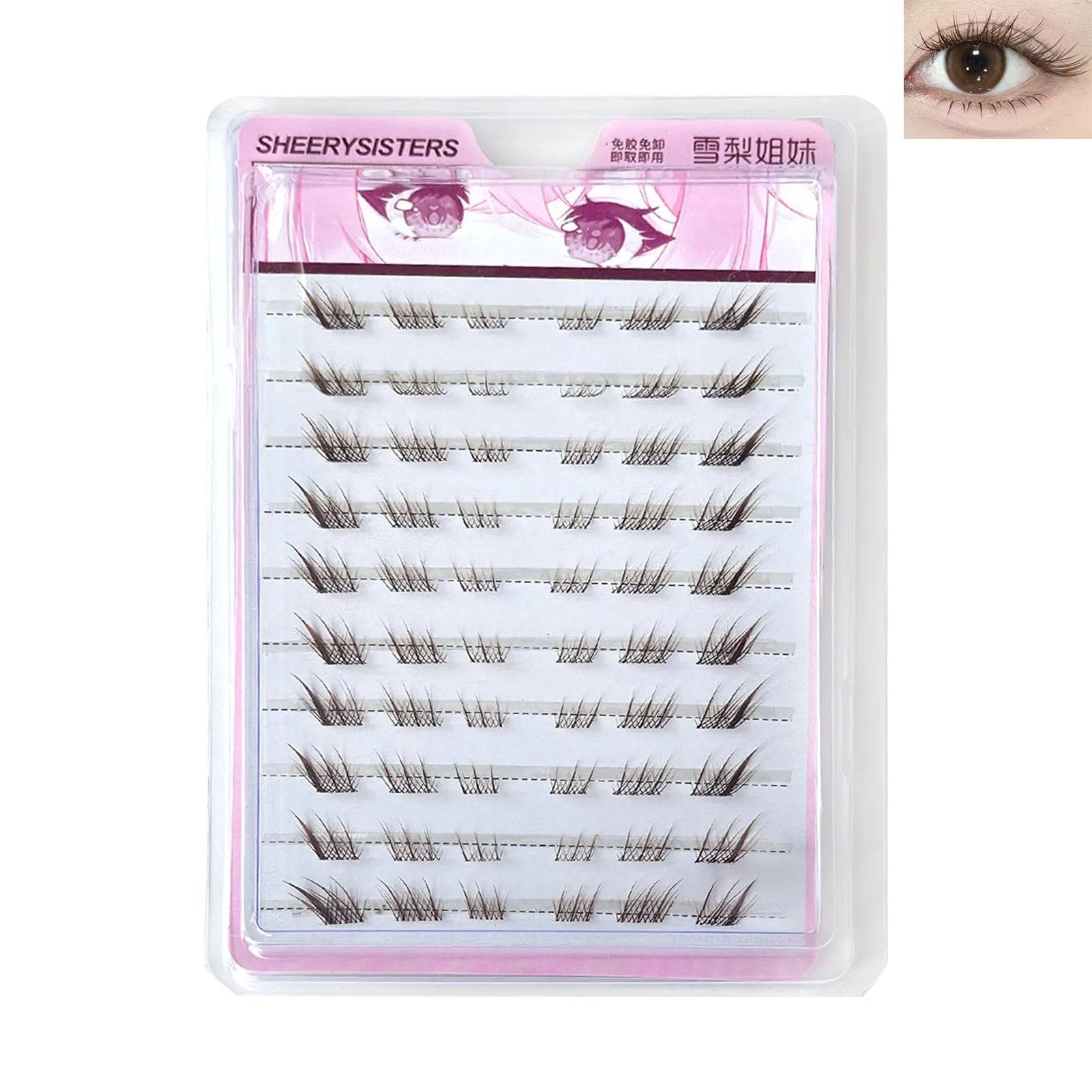 10 rows Foxes Style Anime False Eyelashes Natural Curling 8-13mm Spiky Cluster Segmented eye extensions for Beauty Eye Makeup
