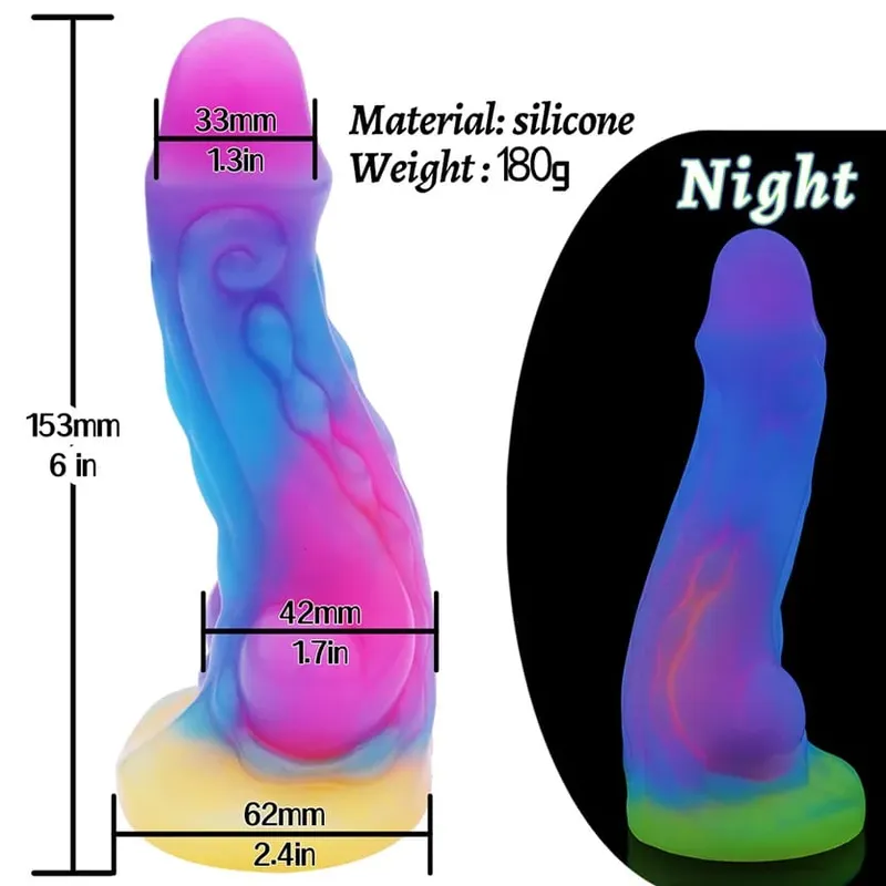 Realistic Night Glowing Anal Plug Luminous Monster Dragon Dildo for Women Men Butt Plug Sexy Dog Shape Sex Toy for Couples — image 10