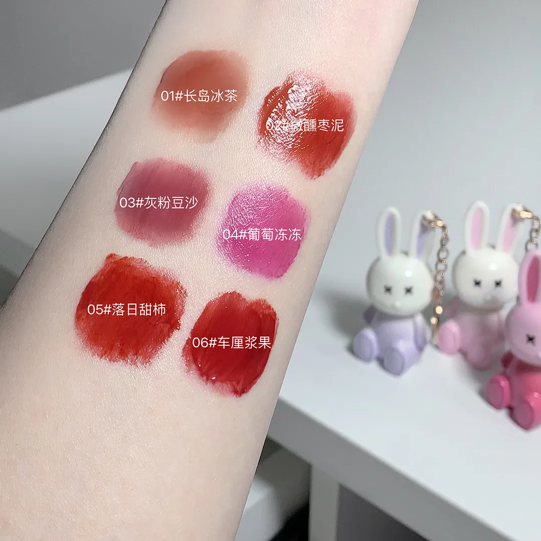 Cute Rabbit Mirror Lip Glaze Keychain Lipstick Αδιάβροχο Lip Gloss μακράς διαρκείας Αντικολλητικό Cup Γυναικείο Lip Glaze Cosmetic 6 Χρώματα — image 6