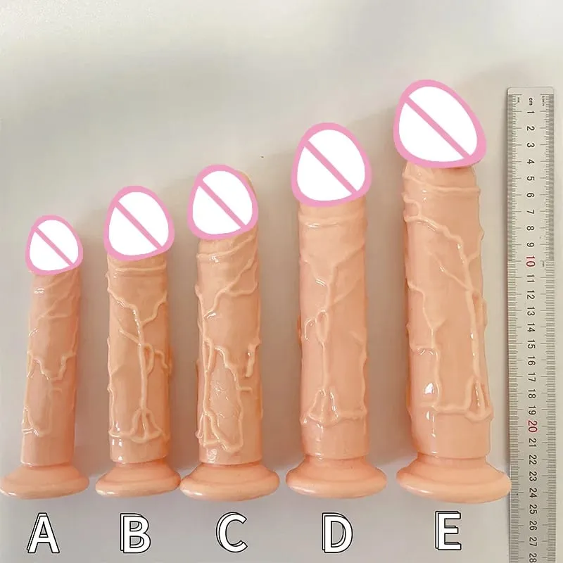 זול מציאותי 5 גדלים Butt Plug דילדו גבר נשים פין כוס יניקה צעצועי מין אנאלי כוס יניקה הומוסקסואל זין גדול מאוננות נרתיק — image 6