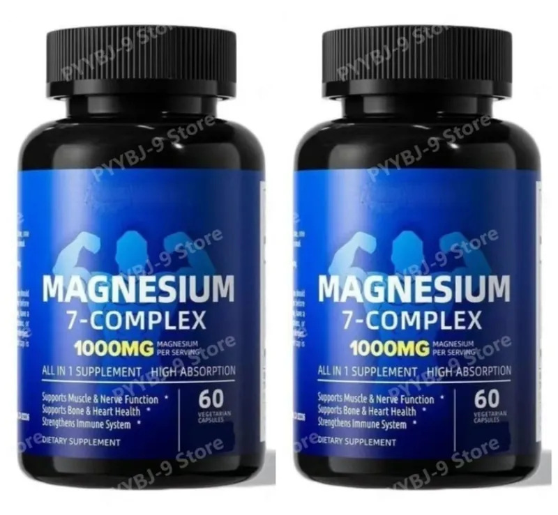 Κάψουλες Μαγνησίου 7-Complex 1000mg με Β6 D3 Ψευδάργυρο Υψηλής Απορρόφησης Vegan Φόρμουλα για Μυϊκή Νευρική Οστική Καρδιακή Υποστήριξη 60 Count — image 9