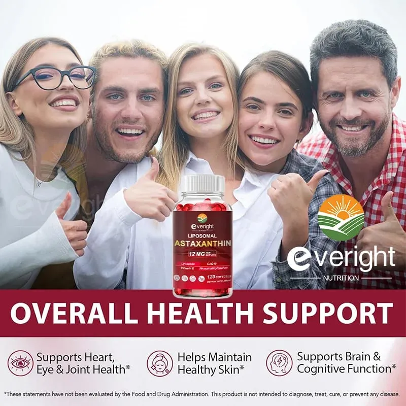 Liposomal Astaxanthin Supplements with Lycopene CoQ10 Lutein Vitamin B6 E Zinc Antioxidants for Healthy Skin Eyes Aging — image 5