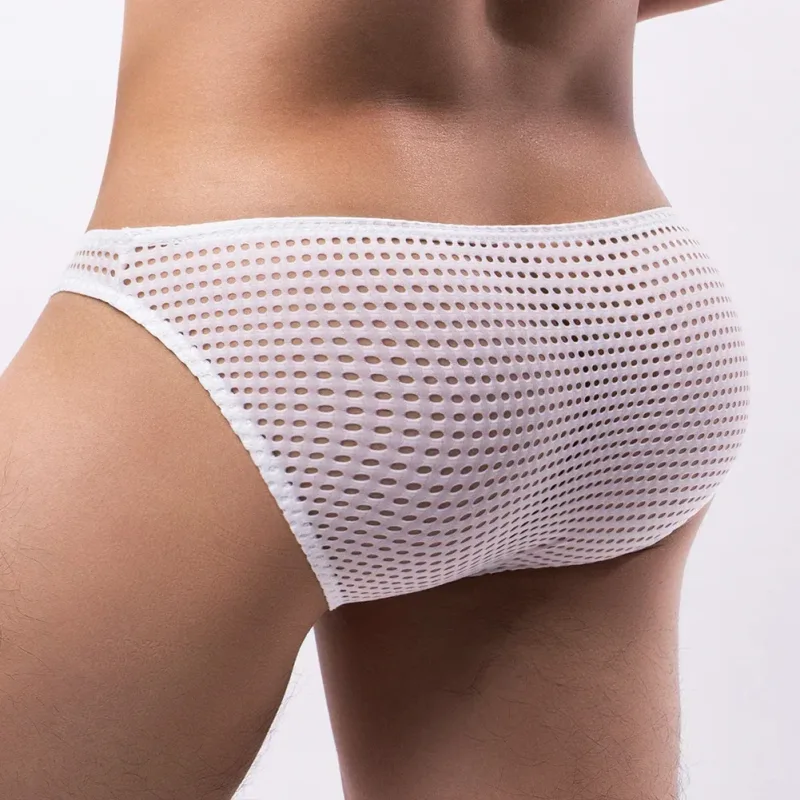 Men Briefs Summer Breathable Holes Underwear U Convex Thin Low Waist Briefs Slip Underpants Calzoncillos — image 9