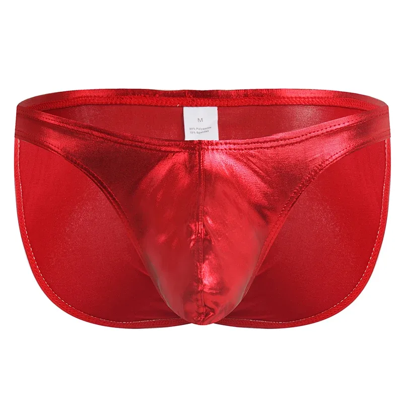 Men's Fashion Low Waist Imitation Leather Briefs with U Convex Pouch Sexy Underwear Lingerie 3PCS/2PCS/1PC Set — image 25