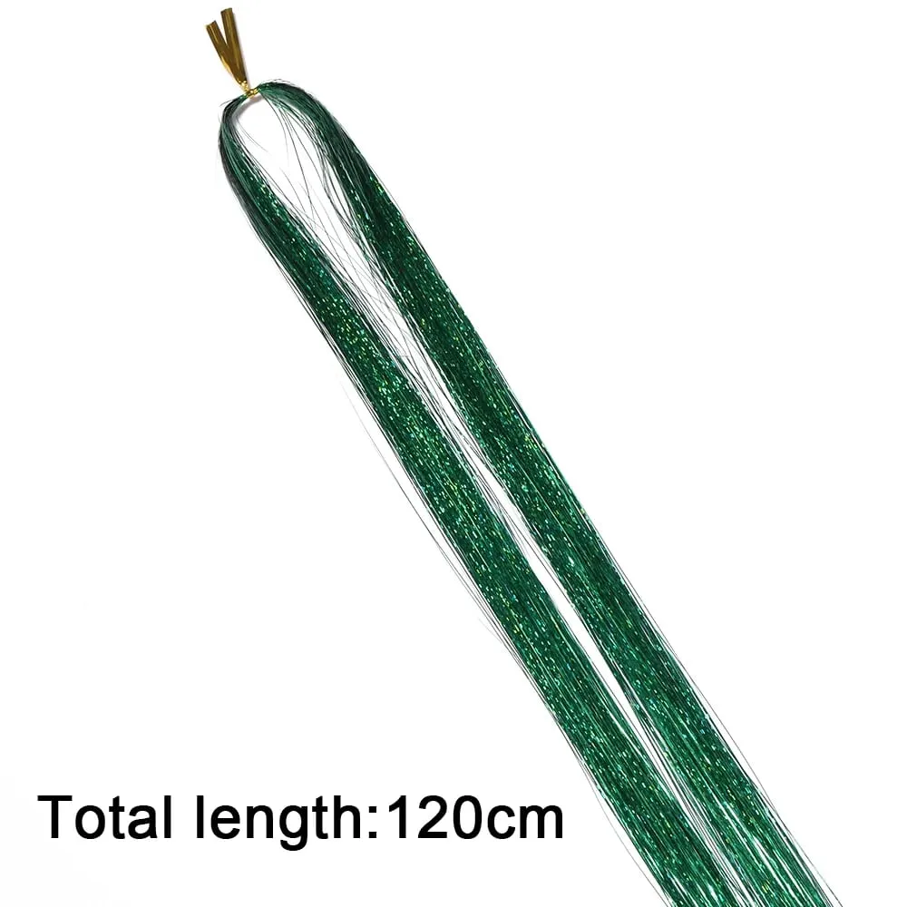 3 τεμ./συσκευασία 120cm Πολύχρωμα PET LLaser Hair Tinsel Strands Μεταλλικά Extensions Μαλλιών για DIY Party Cosplay Αξεσουάρ Μαλλιών — image 7