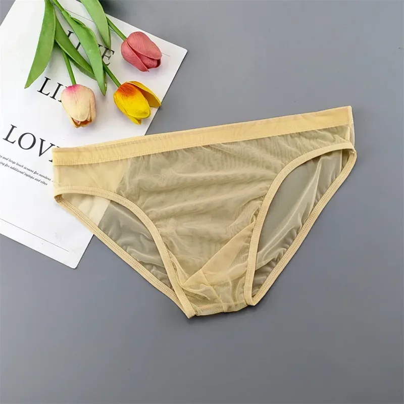 Ropa interior transparente de talla grande, calzoncillos sexis transparentes para Hombre con bolsa, bragas masculinas transpirables de nailon, XL-4XL