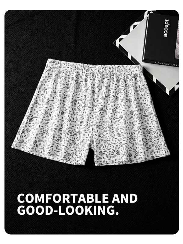 MiiOW 3Pcs Cotton Men Underwear Boxershorts Breathable Rose Print Man Underpants Skin-friendly Large Size Men's Shorts Panties — image 10