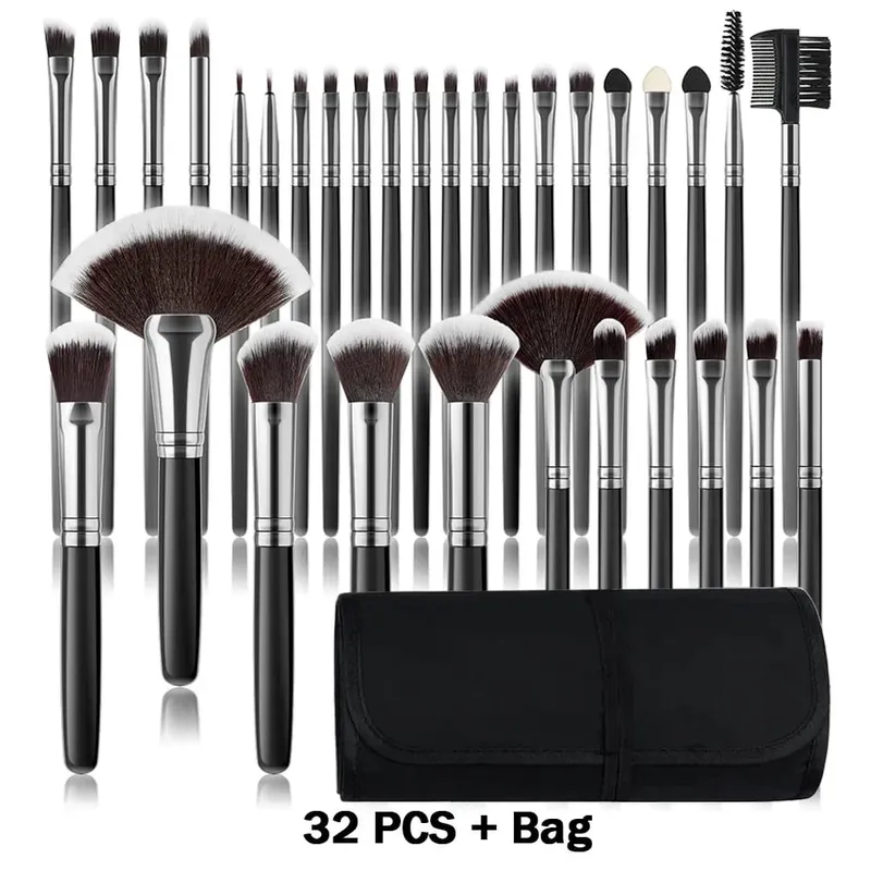 סט מברשות איפור חדש 10/32 יחידות Soft Fluffy Powder Foundation Contour סומק קונסילר צלליות מיזוג סימון כלי יופי