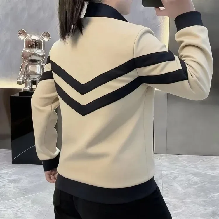 Sudaderas con cuello levantado de lujo para hombre, Sudadera con capucha empalmada a la moda, sudaderas informales cómodas y versátiles, ropa para hombre 2026 — image 4