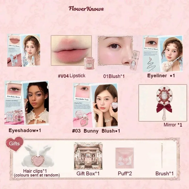 Flower Knows Strawberry Cupid Box Συλλογή Μακιγιάζ Σετ Καλλυντικά Πλήρες σετ Παλέτα Pressed Powder Blush Lipstick Κουτί δώρου — image 8